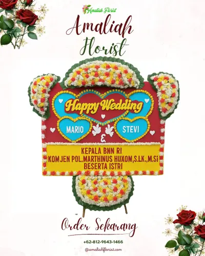 Karangan Papan Bunga Pernikahan di Pingku